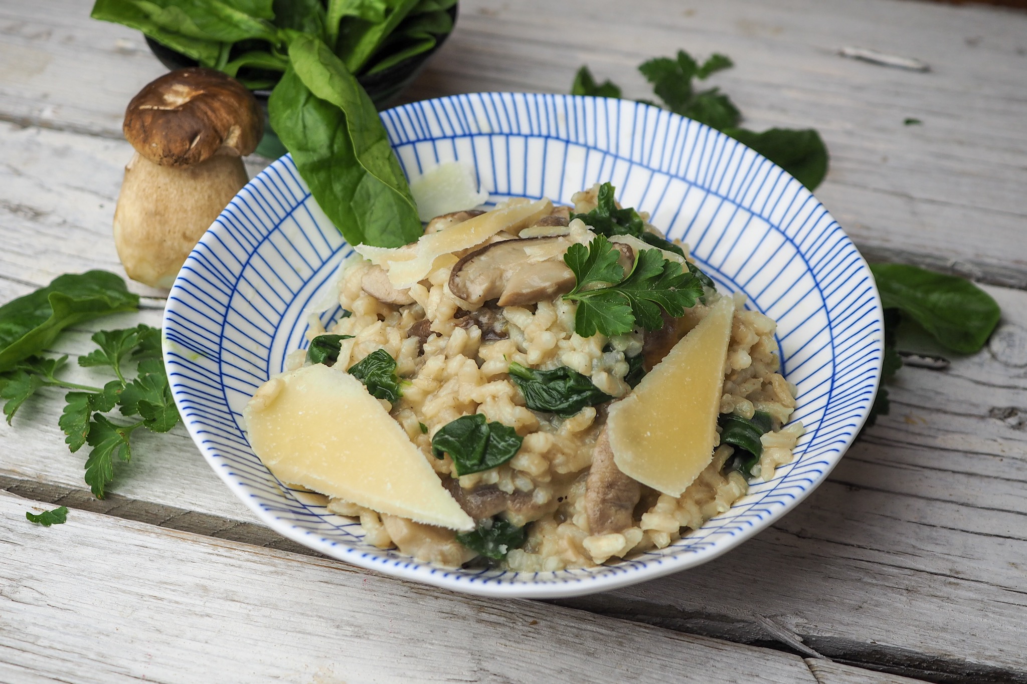 Risotto z prawdziwkami i szpinakiem